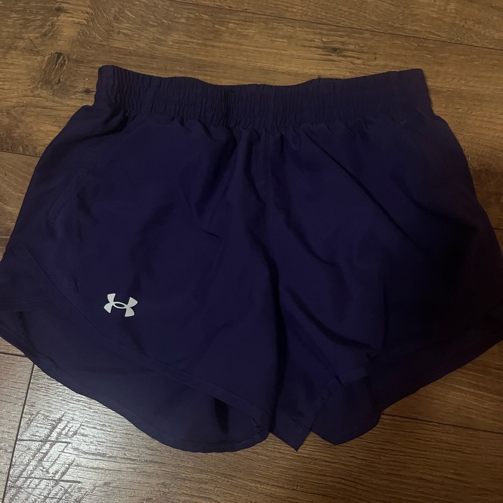 Under Armour Women's Purple Athletic Shorts with Contrast Logo